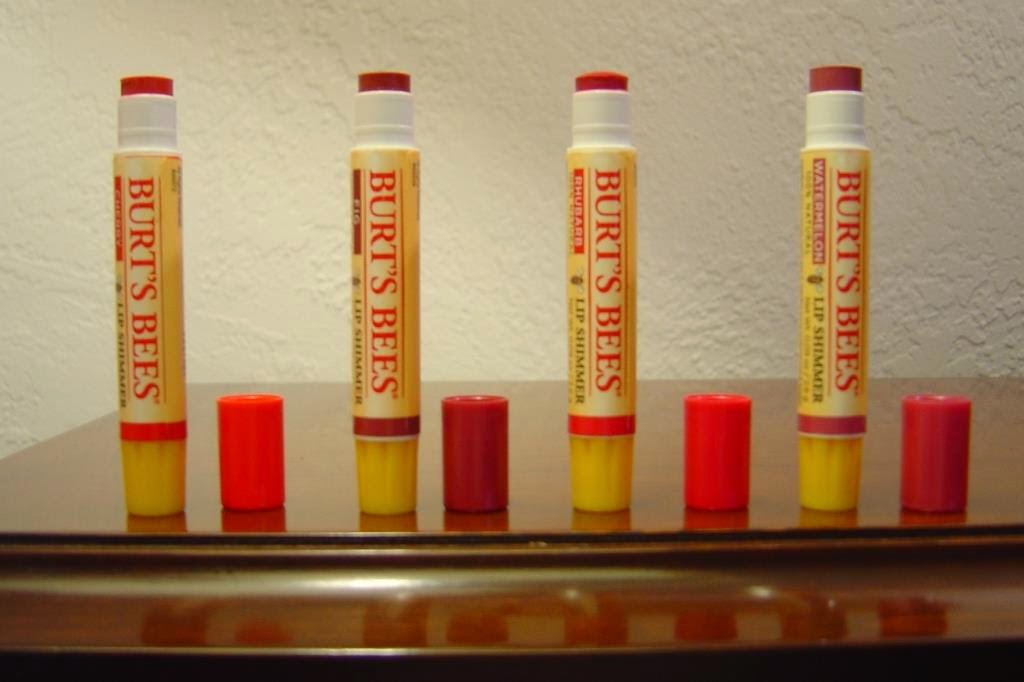 Burt’s Bees Lip Shimmers (Rhubarb, Watermelon, Fig, Cherry) Review