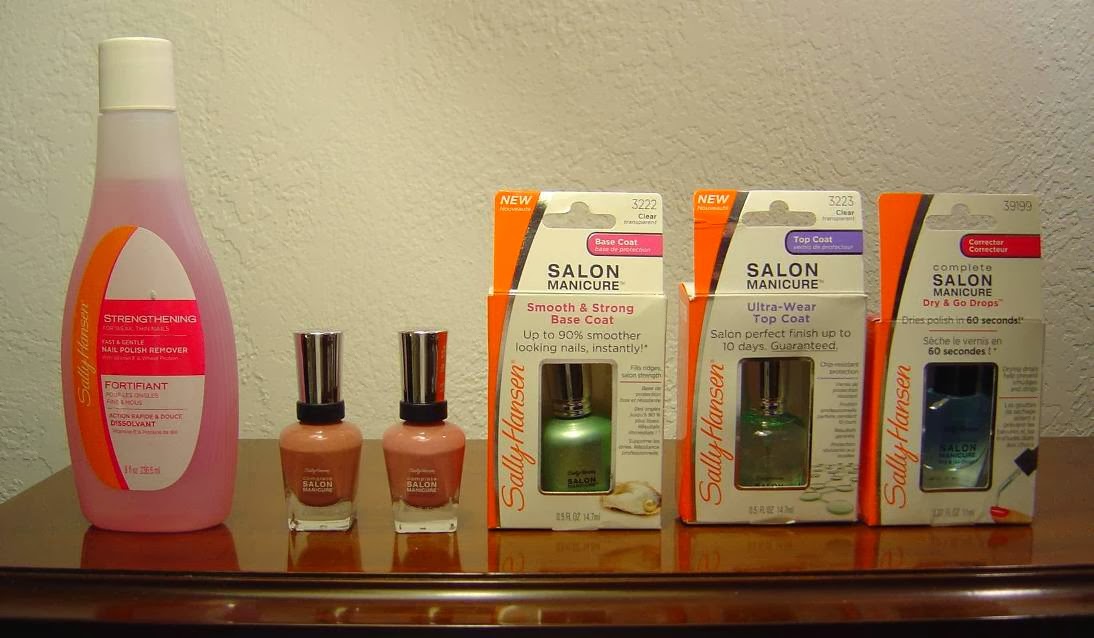 Review+ Swatches:  Sally Hansen’s Salon Manicure Base Coat, Top Coat, Dry & Go, Mudslide, And Pink Pong Polishes